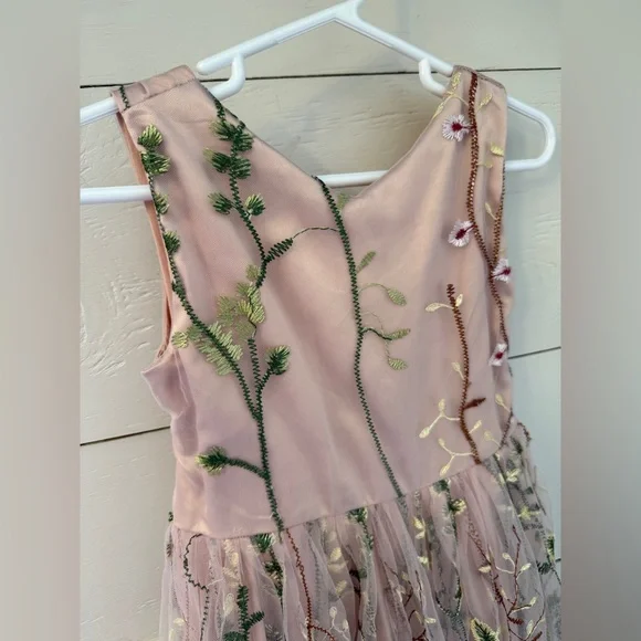 Floral Embroidered Pink Flower Girl Dress 4T - Picture 6 of 14